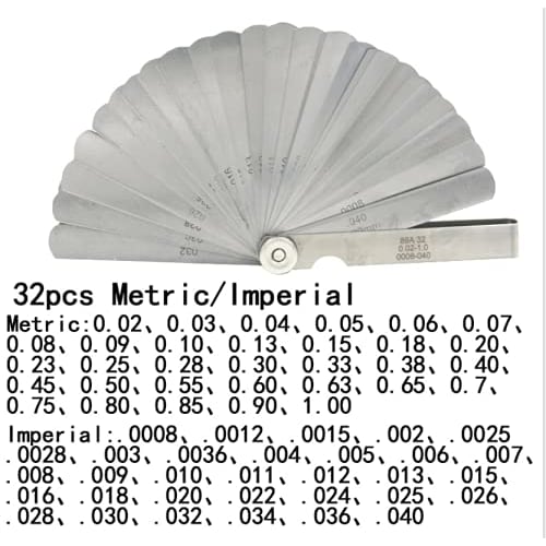 JUTOSU Thickness Gauge, 32-Piece Steel Feeler Gauge with Dual Marking, Metric & Imperial, 0.02-1mm Gap Measurement Tool