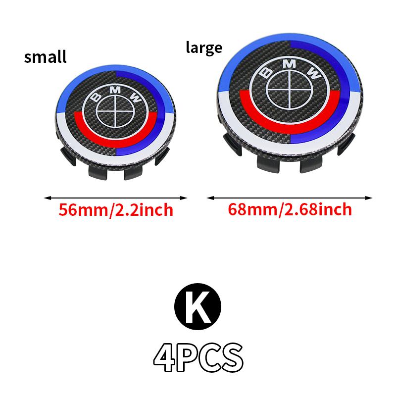 4 Stück 56mm 68mm Felgendeckel für BMW 50. Jubiläum M Power Karbonfaser Felgennabe Emblem Abzeichen E46 E90 F10 F30 G20 X5