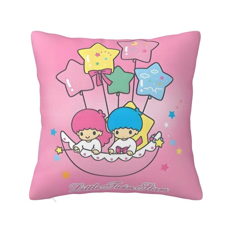 Sanrio Little Twin Stars Anime Cover 45x45cm Soft Lala Cartoon Kiki Cute Throw Pillow for Sofa Square Pillowcase Decoration