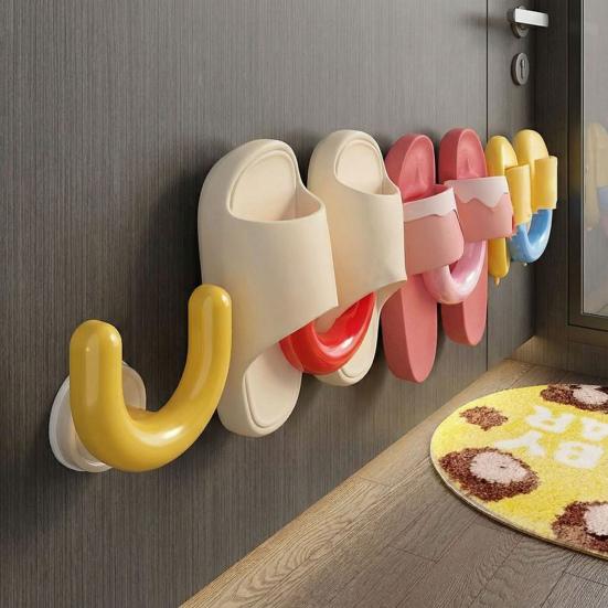 Slippers Storage Rack Wall Mount Suction Cup Drying Rack U Shape Slipper Holder for Bathroom Kitchen