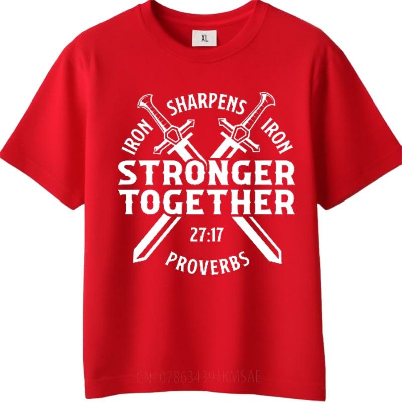 Summer top Printed Boys Oneck tshirt Streetwear Iron Sharpens Iron Stronger Together Proverbs 27 17 Retro Teenagers Tee shirt S