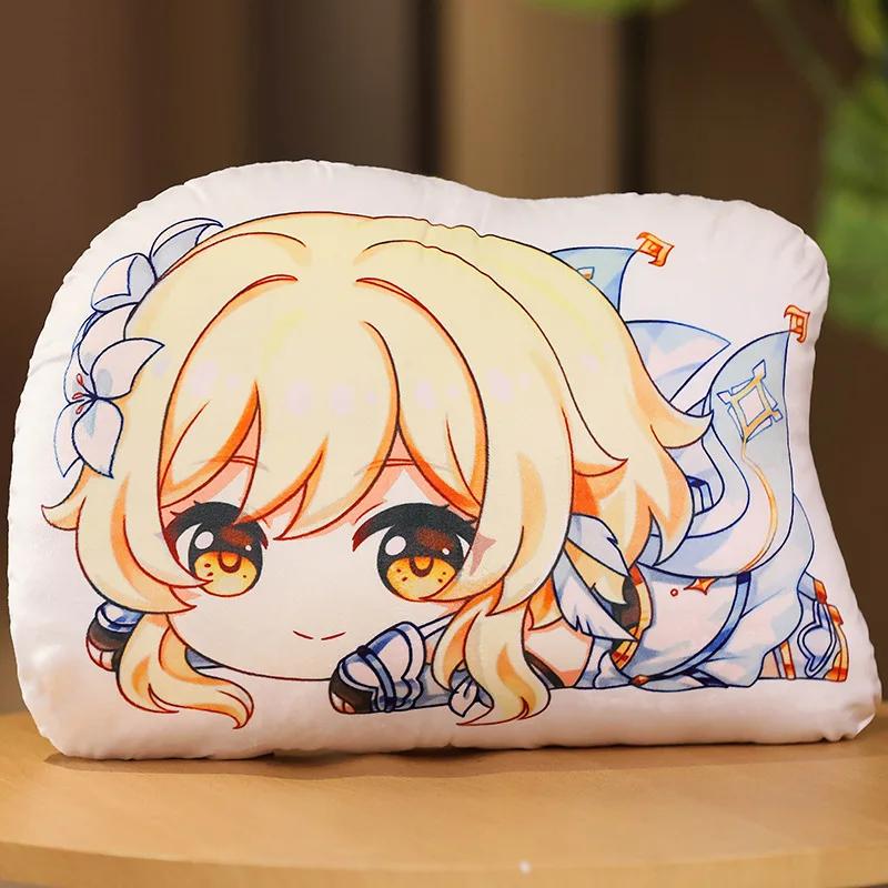 Genshin Impact Plush Pillow Anime Plushie Sofa Cushion Paimon Amber Lumine Keqing Klee Barbara Cartoon Stuffed Toy Birthday Gift