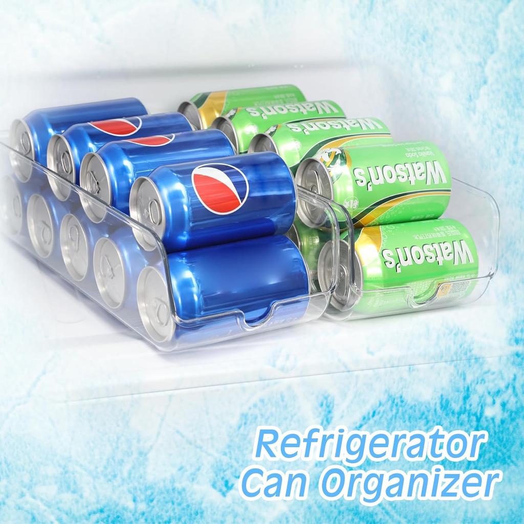 Moretoes 2 Pack Soda Can Organizer for Fridge, Clear Refrigerator Organizer Bins, Soda Can Organizer for Pantry, Kitchen Organizers and Storage