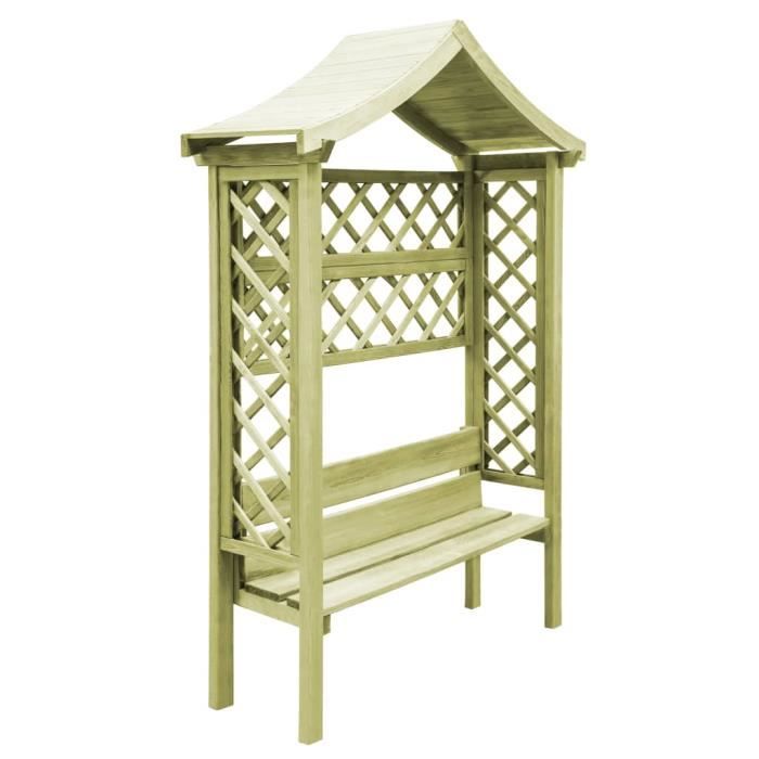VidaXL Garden Pergola with Roof and Bench Impregnated Pine Wood