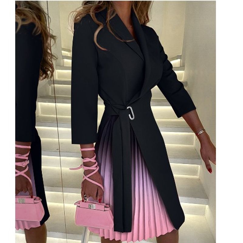 

European Station Dress Orange Lace-up Waist-Controlled Dress Black Spell Powder Tie-Dye S