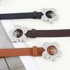 Imitation Leather Women Belt Metal Flower Pin Buckle Adjustable Design