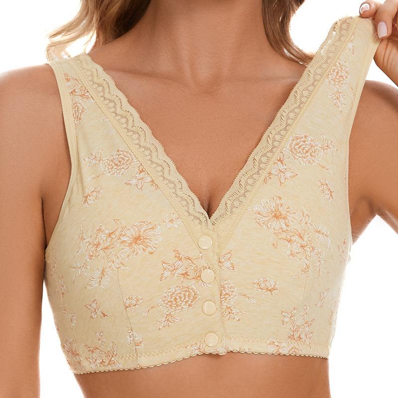 Damen-BH mit Schnalle vorne, dünne Körbchen, bedruckt, ohne Stahlring, Westenstil, übergroße Unterwäsche