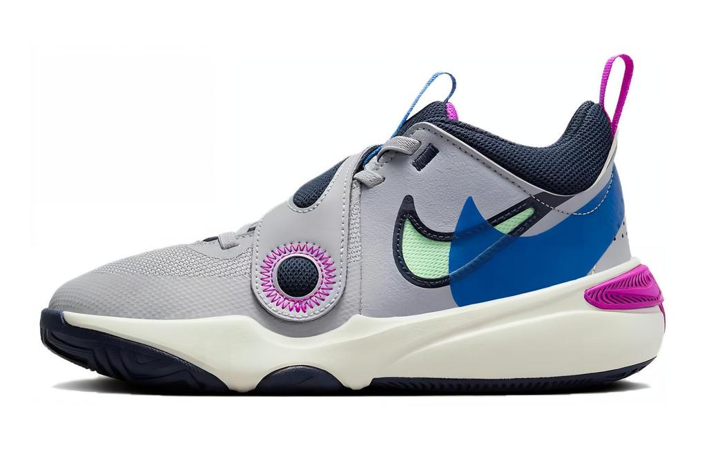 Nike Team Hustle D 11 GS Slip Resistant Cushioning Low Top Children's Basketball Shoes Gray Blue FN5005-001