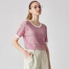 Zhaojun Women's Mulberry Silk Blend Color-Block Knit T-Shirt