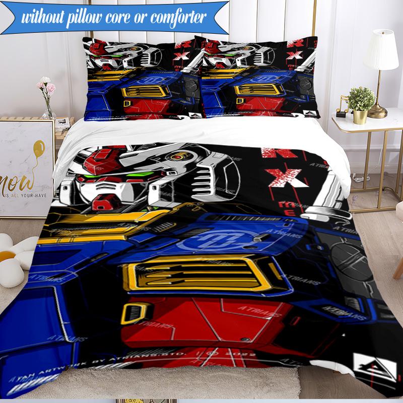 Mecha Armor Robotic Design 3pcs K-pop music group Bedding set,Ideal for Bedroom, Dormitory,Including Duvet Cover And 2pcs Pillowcases,Fan gifts