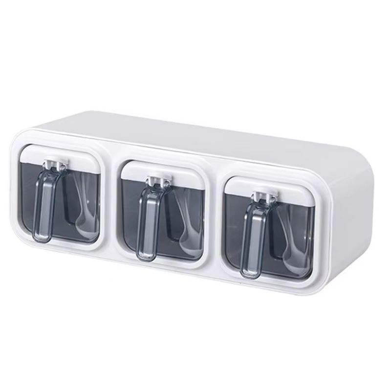 AEE4-Wall-Mounted Kitchen Seasoning Box Set - Condiment Storage Organizer With Door, Spice Jars For Home,Kitchen Gadgets