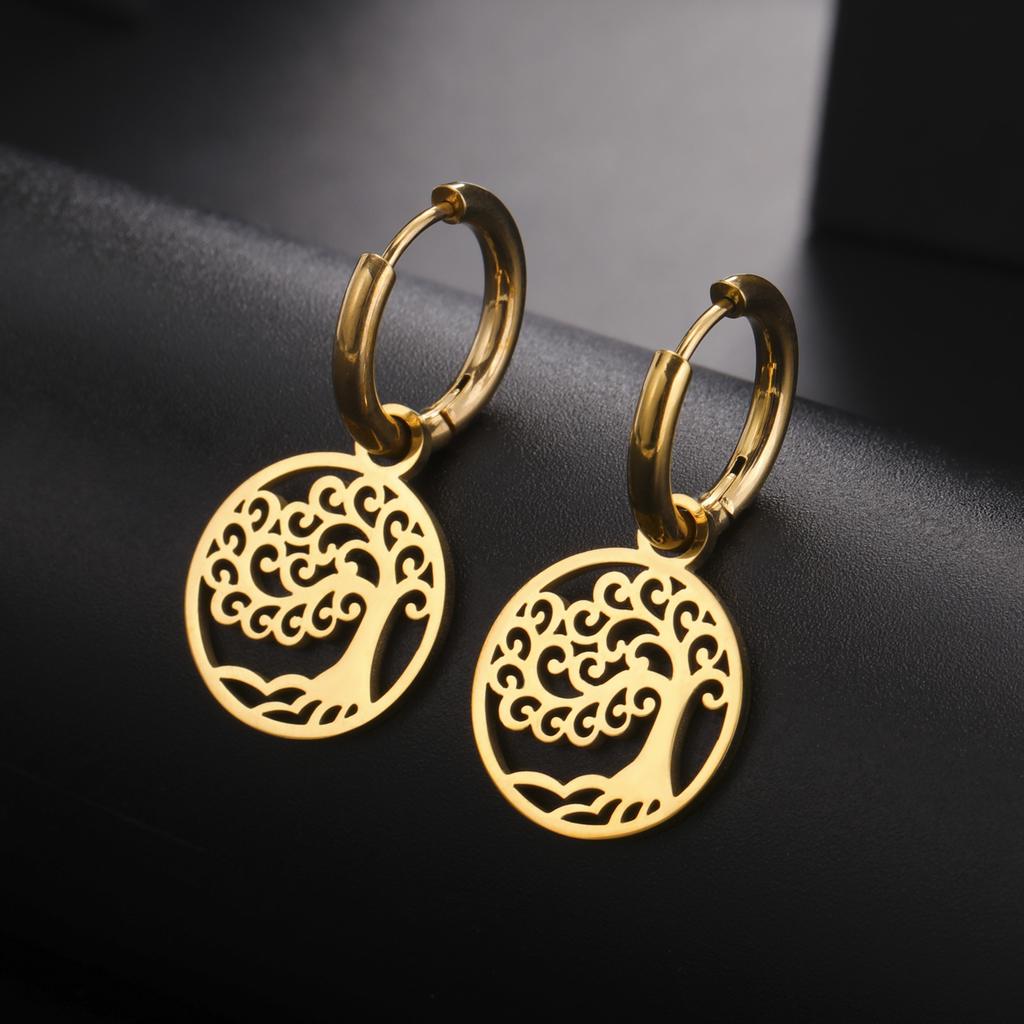 LIKGREAT Fashion 2026 Trend Tree of Life Earrings Silver Color Ear Hoops for Women Vintage Drop Earring Jewelry Amulet Gift
