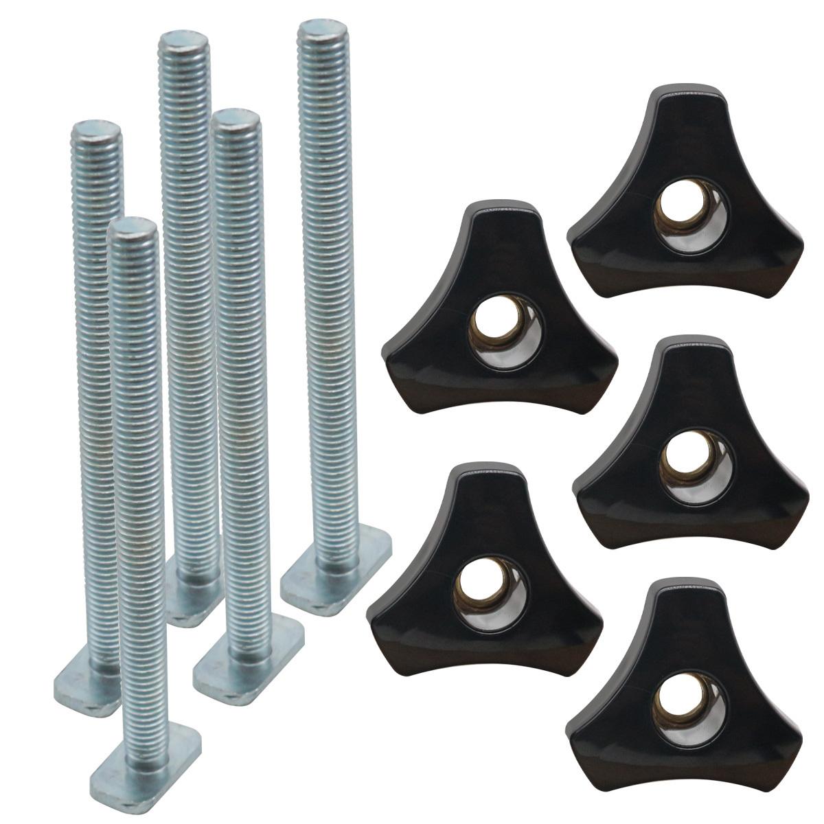 

5 Pack T Bolt Knob Kit, T-Slider T Slot T Bolt and Nut, T Screw and Plastic Knob Nut, Jig Screw Fixture for Workbench T-Slot
