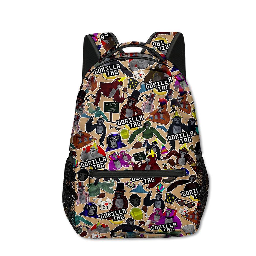 Trendy Novelty Kpop Youthful School Bags Unisex Gorilla Tag Travel Bags 3D Print Oxford Waterproof Notebook Shoulder Backpacks