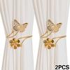 2pcs Elegant Butterfly & Floral Design Curtain Tiebacks - Minimalist Metal Curtain Holdbacks with Intricate Cut-Out Patterns for Bedroom