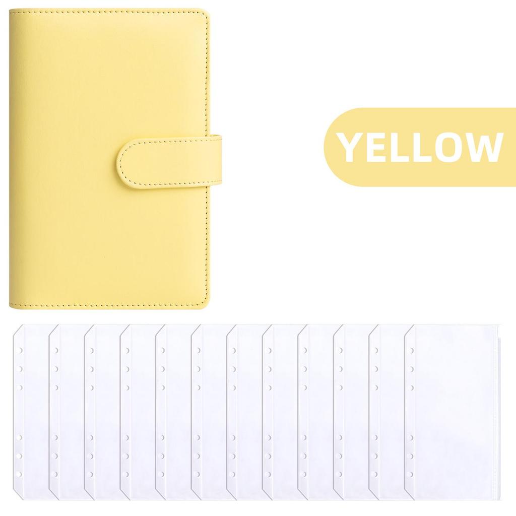 A6 Macaron PU Leather Zipper Budget Notebook with Detachable Loose-Leaf Pages