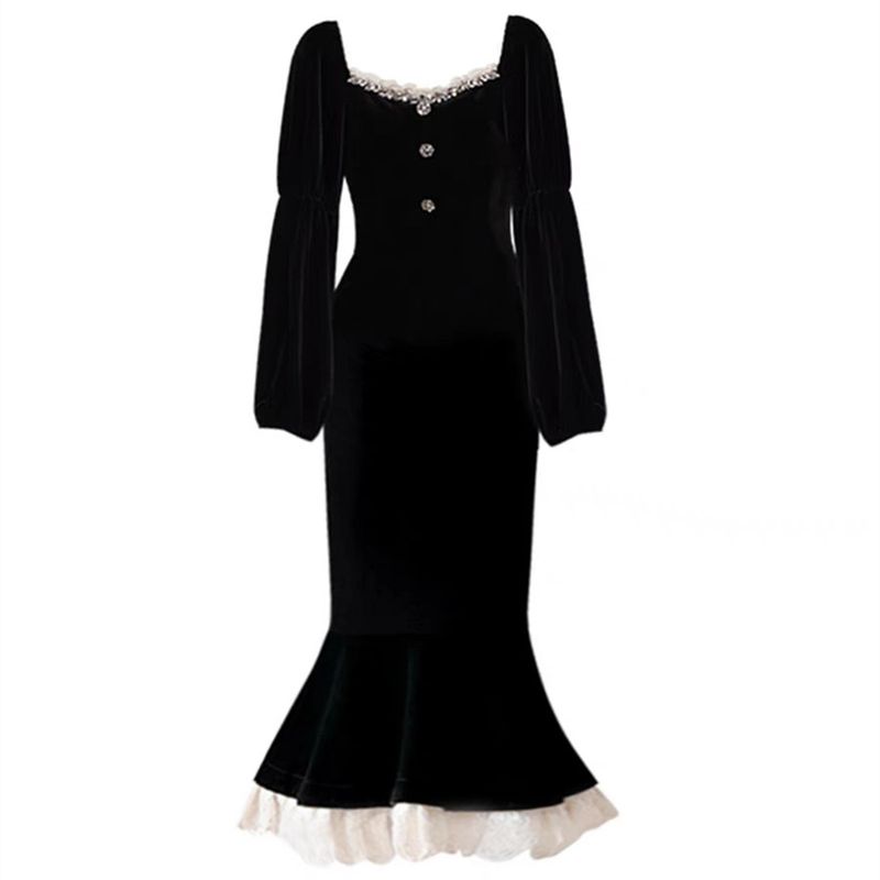 

Amazon Fishtail Dress Annual Meeting Oversize Women s Clothing 8629# Black L(Large size)