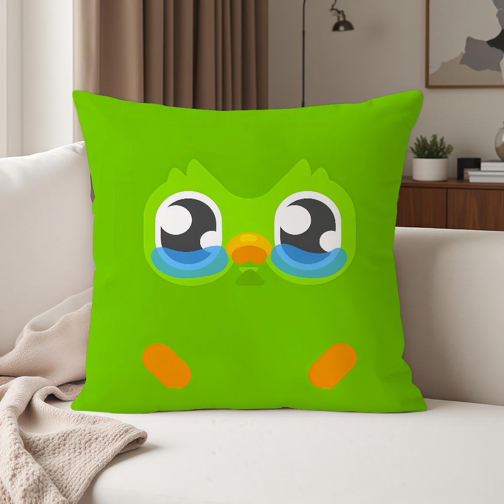 Educational Cartoon DDuolingo Pillow Case Suitable For Bedrooms Living Rooms Cars Home Decoration