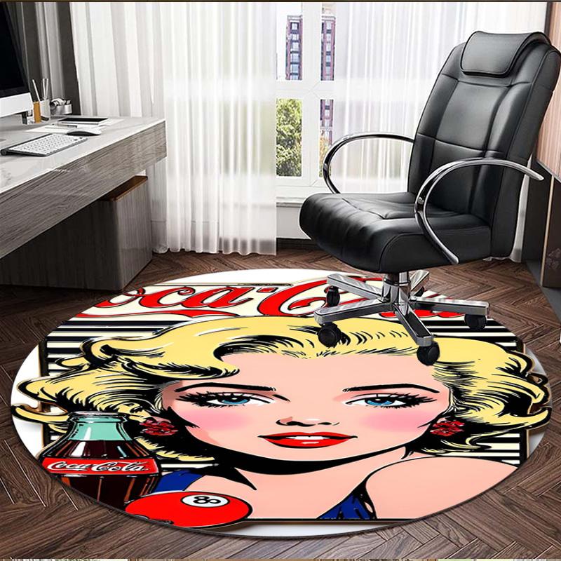 Marilyn Monroe Print Rond Tapijt, Wasbaar Vloerkleed, Voor Entree Slaapzaal Wasruimte Kantoor Studeerkamer, Woondecoratie Verjaardag Kerstcadeau