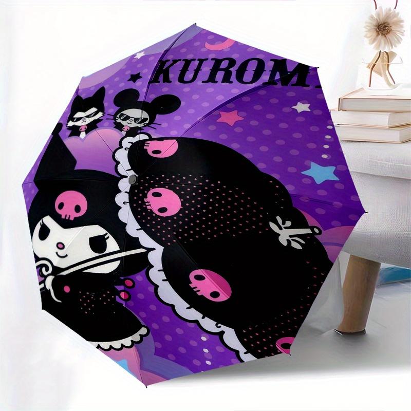 Kuromi,Nightly Automatic Folding Umbrella-Simple 8-Rib Design, Bright Cartoon Pattern, Durable Iron Frame, Suitable For Travel, Outdoor, Bea