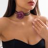 Gothic Elegant Big Rose Flower Clavicle Chain Necklace Women Wed Bridal Sexy Adjustable Choker Mariage Zircon Y2K Accessories