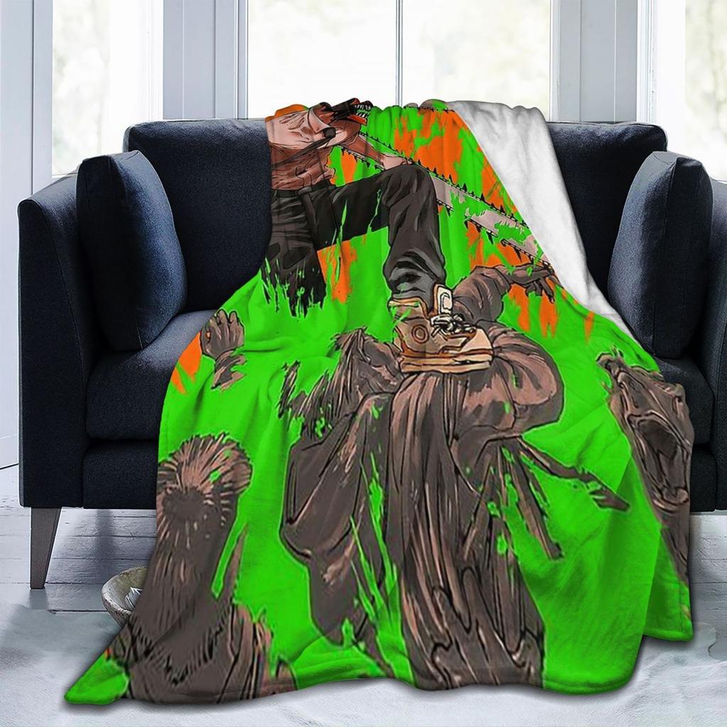 Anime Chainsaw Man Denji Decke Flanell Sofa Überwurf Super Weich für Zuhause Schlafzimmer Büro Überwürfe Tagesdecke Steppdecke