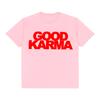Fashion Women's Hip-Hop Streetwear Tees Oversized Letter Print “GOOD KARMA” Y2k O-neck Loose Cotton T-Shirt Cute Women's Top
