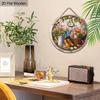 Wooden Sign with Blooming Flowers Pattern - Charming Round Ornament for Front Door, Wall, Yard Hanging Decor - Ideal Gift for Friend