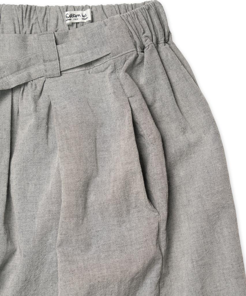 Cotton Bell Waist Belt Shirred Skirt - Melange Gray