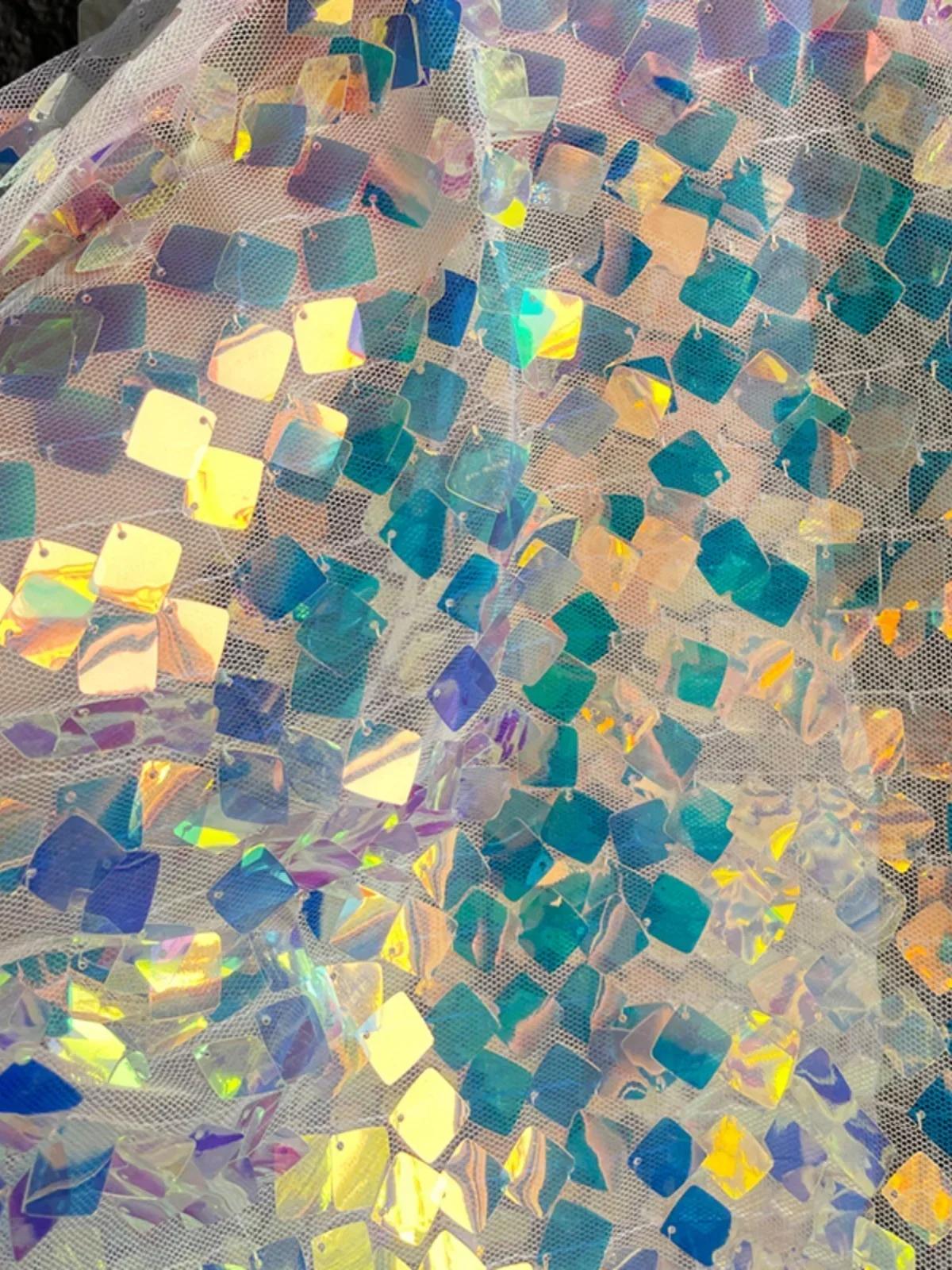 

4,5 см Квадратная Блестящая Ткань Ярких Цветов Ткань для Фестиваля Праздничное Место Фон Скатерть Декор Сценический Костюм Дизайн Ткань 125x50cm розовый