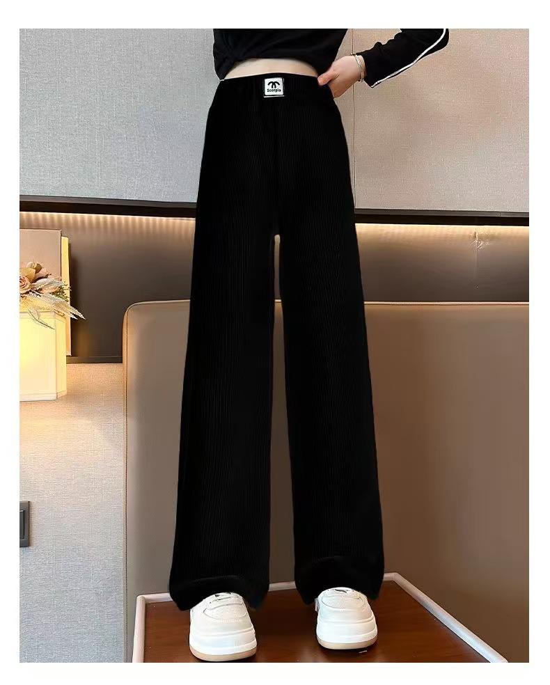 2025 Dívčí kalhoty se širokými nohavicemi podšité fleecem - Módní podzimní/zimní ležérní oblečení pro střední a velké děti