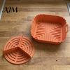 Reusable Air Fryer Basket 2PCS Silicone Baking Pan with Handles, Square And Rectangular Nonstick Grilling Tray Oven Set, Liner for Roasting