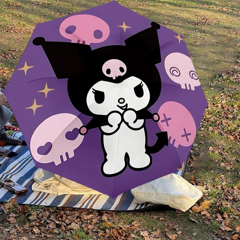 1PC Kuromi Skulls Umbrella-8-Rib Reinforced, Automatic Open, Lightweight & Durable, Cute Fashion Accessory for Outdoor-P2704