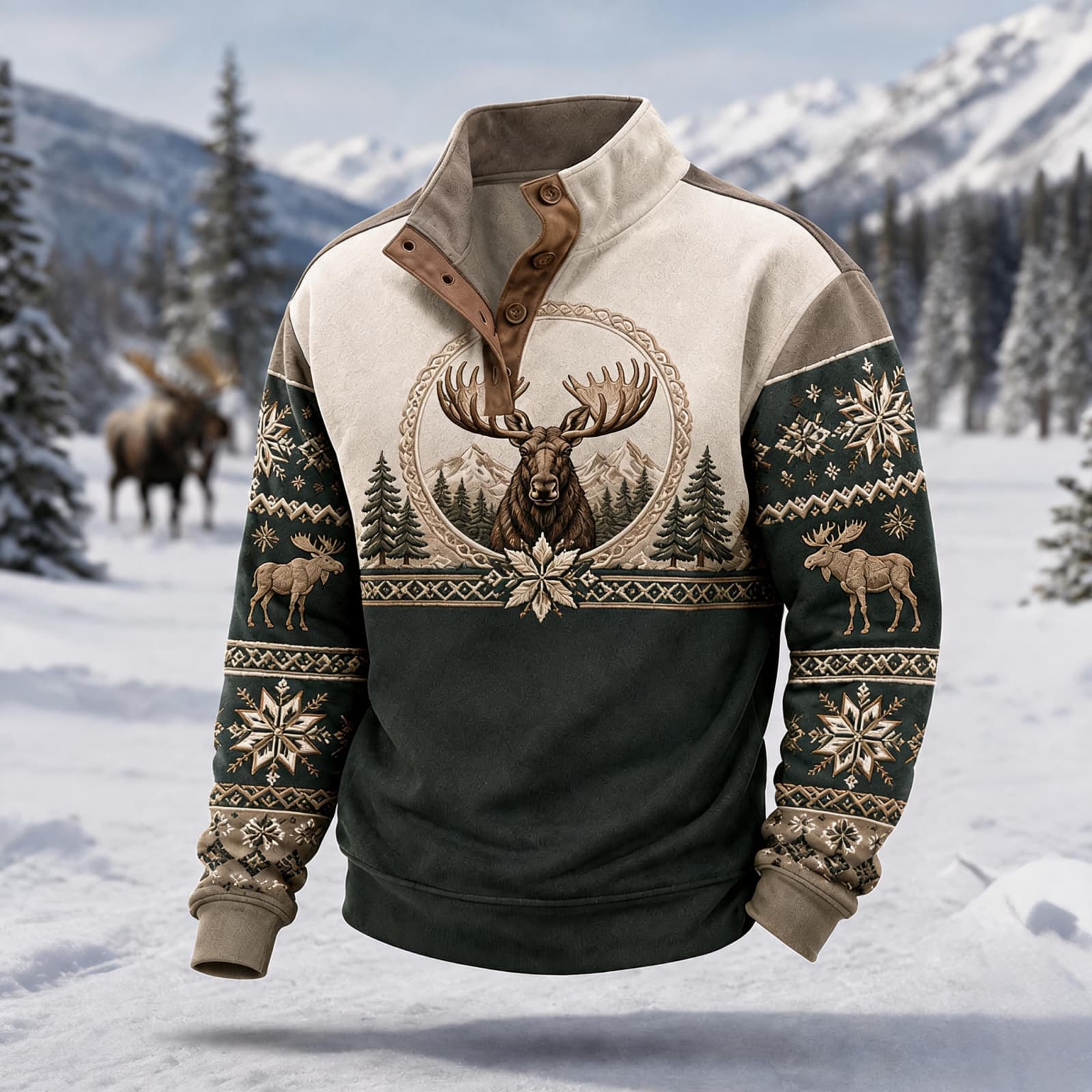 Herren Pullover mit Knopfleiste L weiß