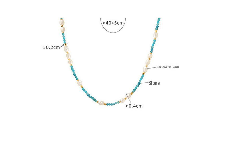 European-American Fashion Blue Stone & Freshwater Pearl Necklace