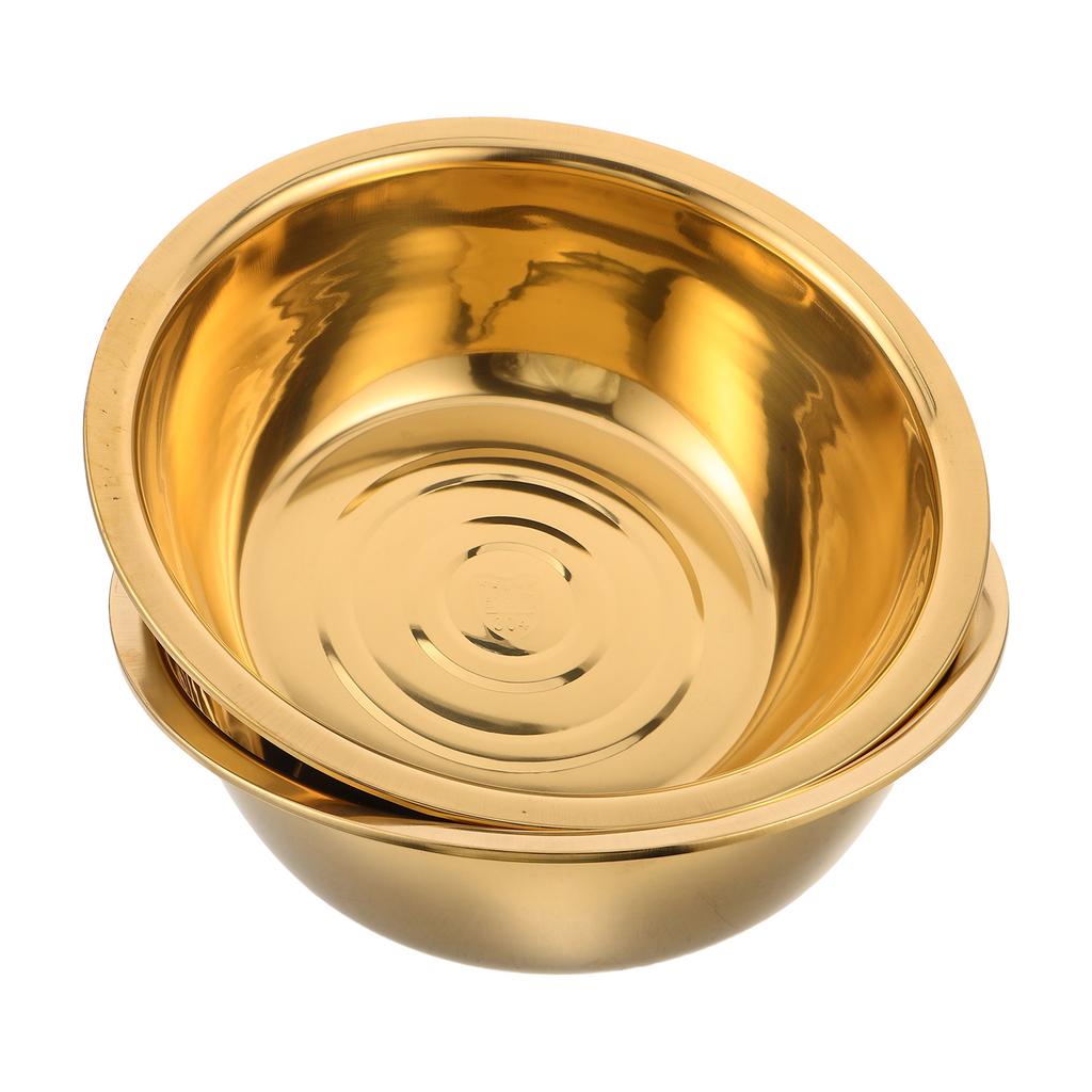 2 Stück Edelstahl Waschbecken Schüssel Verdickt Gold Finish Mehrzweck Metall Rührschüssel für Salat Zubereitung Obst Waschen Gemüse