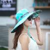 Korean version sun hat women's summer foldable large edge flower cloth hat sun hat double-sided super fire