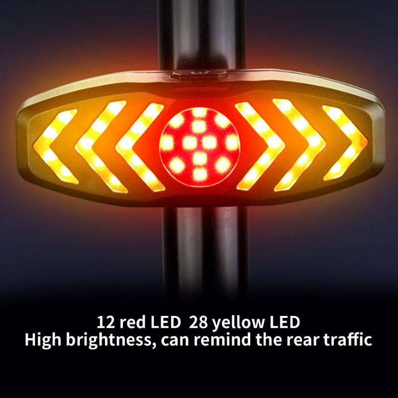 Rechargeable Bike Rear Light with Turning Signal for Cycling 5 Lighting Modes