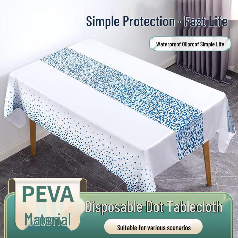 OIMG Disposable Blue Polka Dot Tablecloth