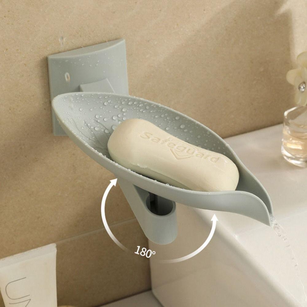 3pcs Wall Mounted Bathroom Soap Holder Rotatable Soap Dish Stable Leaf Shape Soap Box  Kitchen