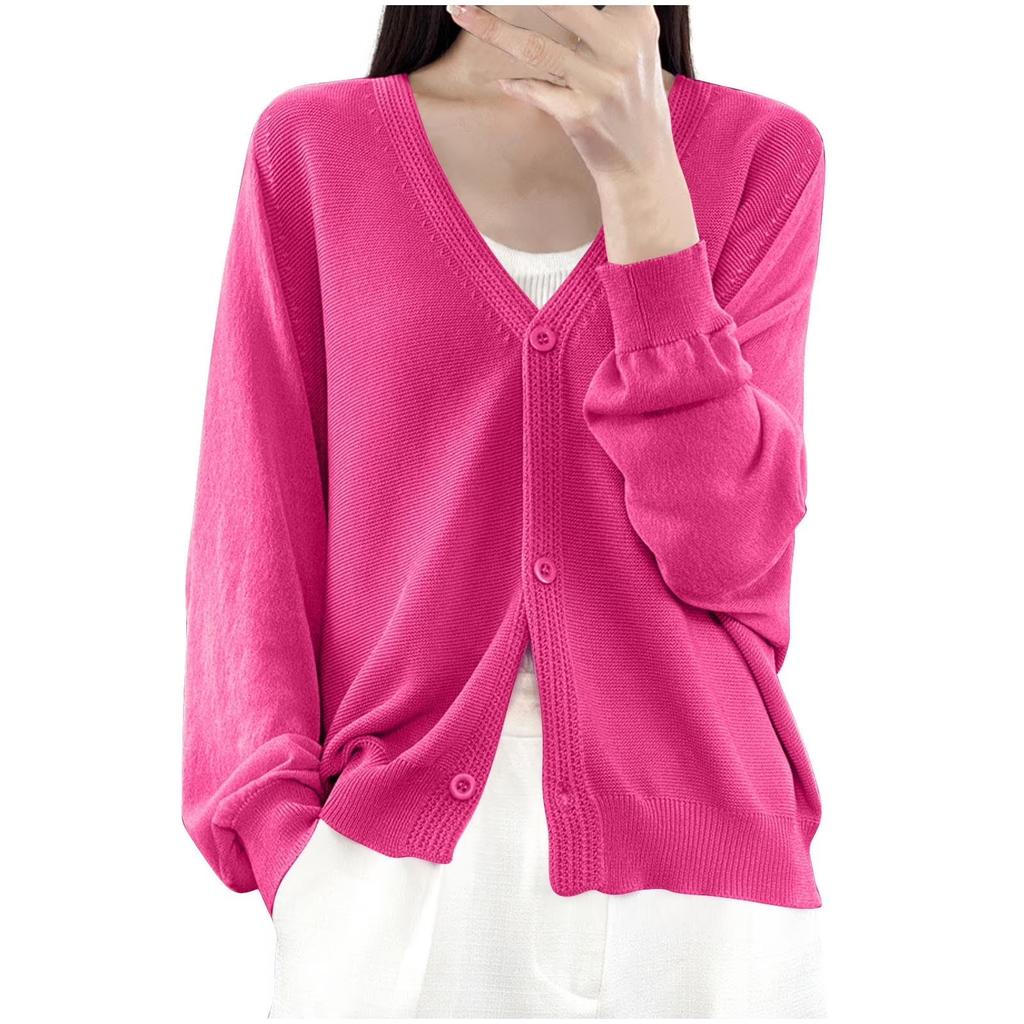 Women's Lightweight Knit Button Front Cardigan Shawl Jacket for Casual Everyday Wear