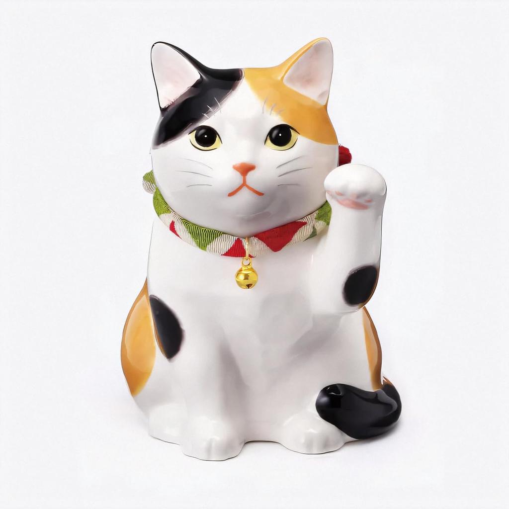 Yakushi Kiln Beckoning Cat with Good Luck (comes Sticker)