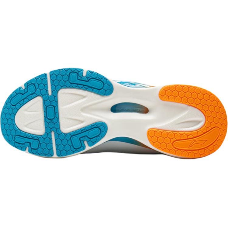 Li Ning Kids Cloud Weave Sports Shoes Comfortable Shock Absorption Breathable Running Shoes Men Sneakers Standard-White Dolphin-Blue YKFV124-7