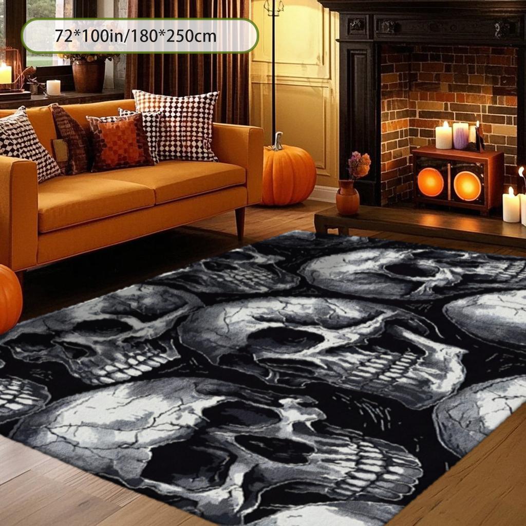 2D Fashion Halloween Print Decor Rug, Versatile Mat for Living Room, Sofa Side, Bedroom, Bedside, Entryway, Dining Room