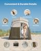 Camping Shower Tent, 2-Room Foldable Portable Privacy Tent Changing Room with Ground Stakes, Ropes, and Carry Bag, 150D Oxford Fabric with Silver