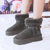 2025 winter new short tube flip mouth belt buckle snow boots thick-soled Northeast knight boots warm and fashionable versatile