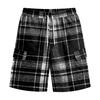 Herren Freizeit karierte Cargoshorts mit Kordelzug Lockerer Schnitt Leicht Atmungsaktiv Sommer Strandshorts mit mehreren Taschen für den Alltag