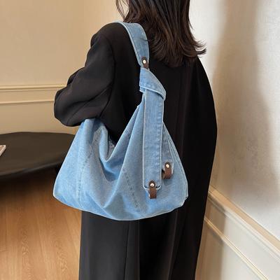 Denim Bag Women's Crossbody Bag Large Capacity Student Class Commuter Shoulder Tote Bag