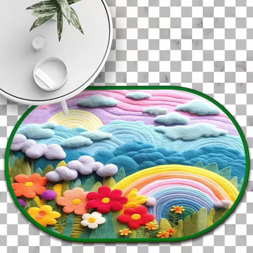 

3D Цветочный Ковер Коврик для Ванной Комнаты Абсорбирующий Коврик для Ног Входной Противоскользящий Коврик 40 * 60cm