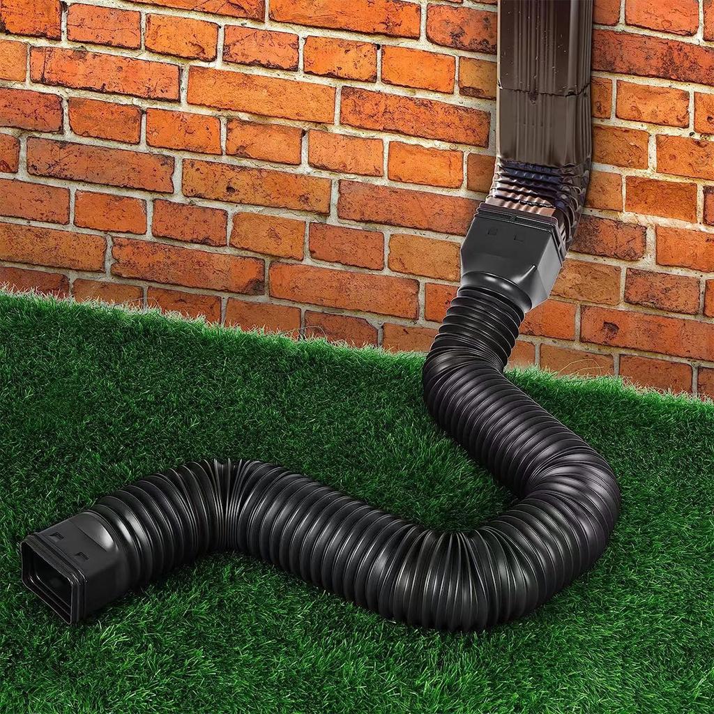 Rain Gutter Downspout Extensions Flexible Down Spout Drain Extender with 3x4in and 2x3in Connectors